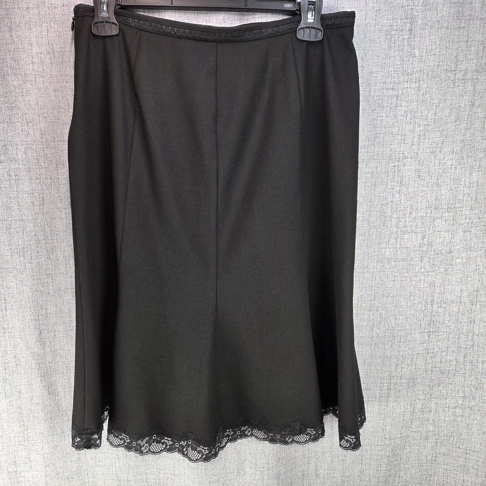 Vtg 90s Limited SZ 4 Black Midi A-Line Skirt Y2K Lace Hem Lined Office Siren - Picture 5 of 11